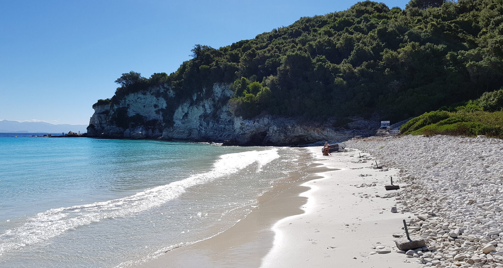 Clear water and a white beach