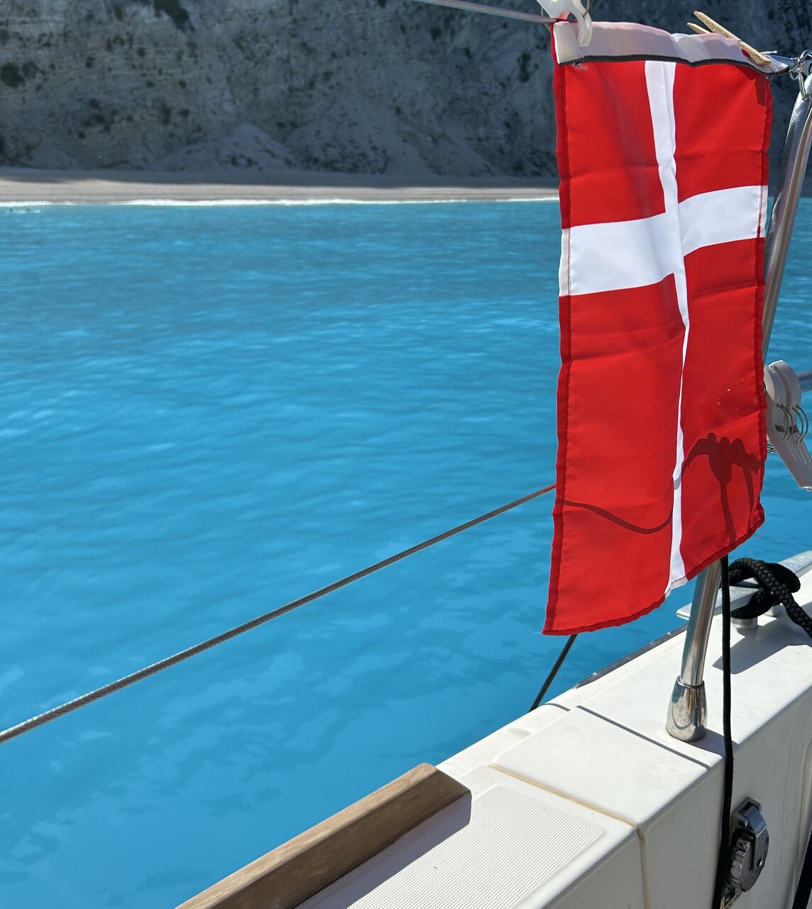 Danish flag in a bay