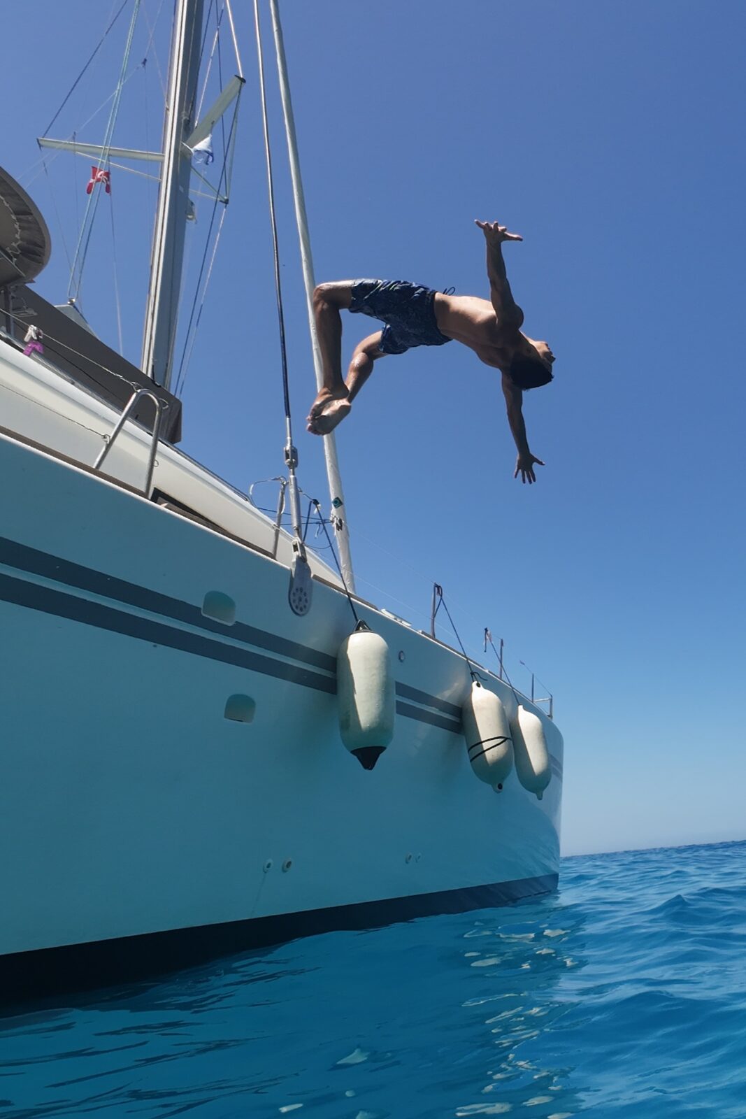 Jumping off the boat